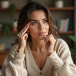 Femme appliquant concealer sur une cicatrice visage