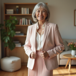 Femme senior élégante dans un salon lumineux et moderne