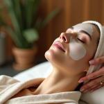 Femme recevant un soin visage dans un spa haut de gamme