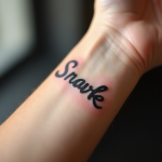 Zoom sur un poignet avec tatouage nom élégant en script naturel